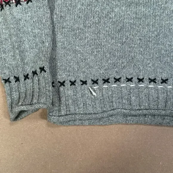 Vintage Grey Moose Half Zip Knit Sweater Winter Outdoor Fits Lrg Coldwater Creek - Picture 5 of 8